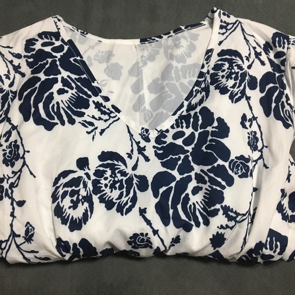Floral Dress - Blue and White